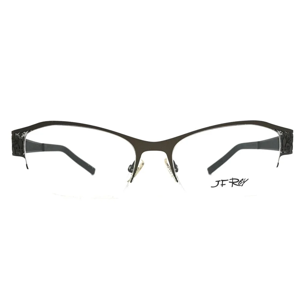 J.F. Rey Eyeglasses Frames JF2558 0500 Black Mesh Fleur De Lis 52-16-132